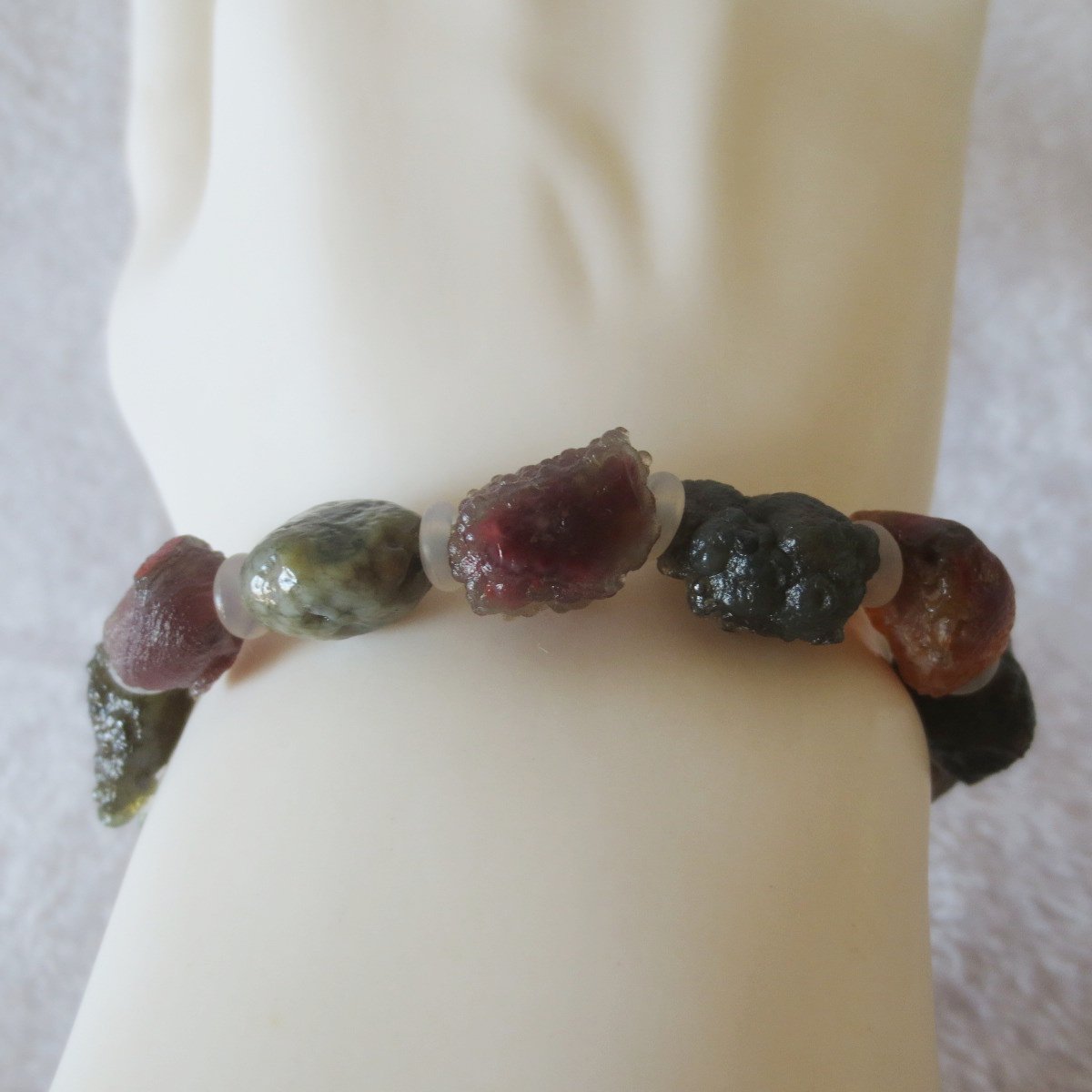 heishan gobi vein‑textured agate bracelet natural rough nuggets (b398)