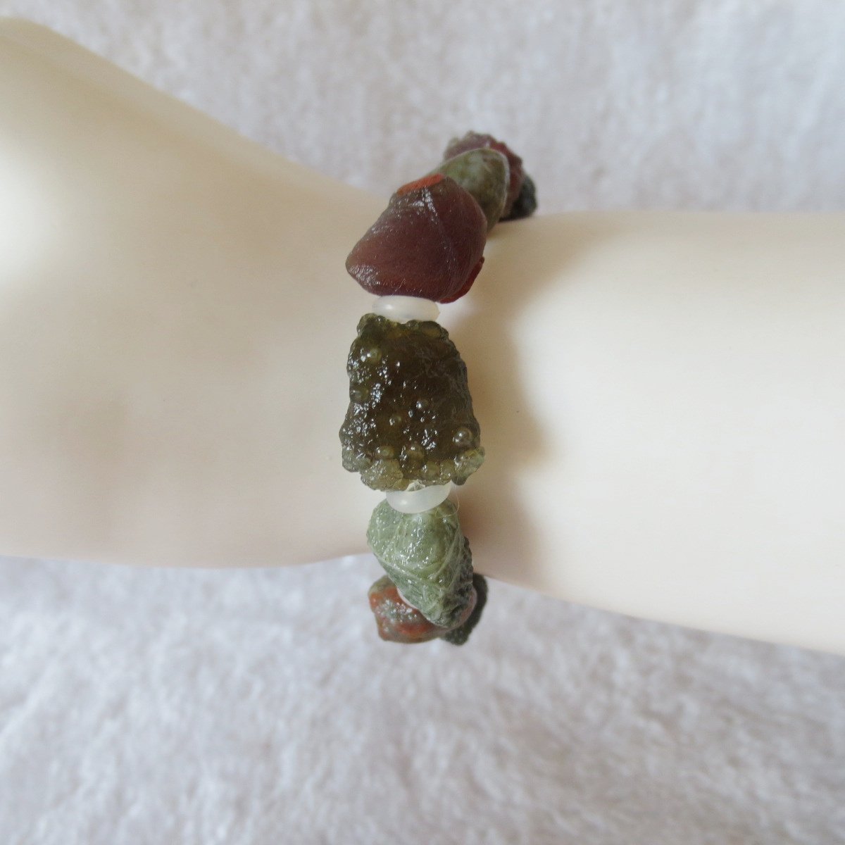 heishan gobi vein‑textured agate bracelet natural rough nuggets (b398)