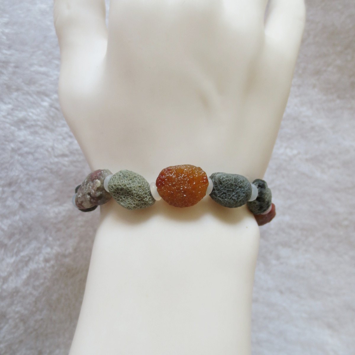 heishan gobi vein‑textured agate bracelet natural rough nuggets (b395)