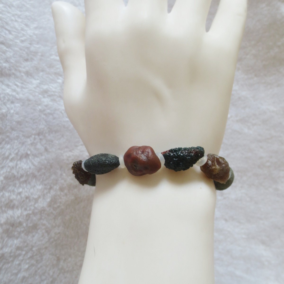 heishan gobi vein‑textured agate bracelet natural rough nuggets (b395) (copy)