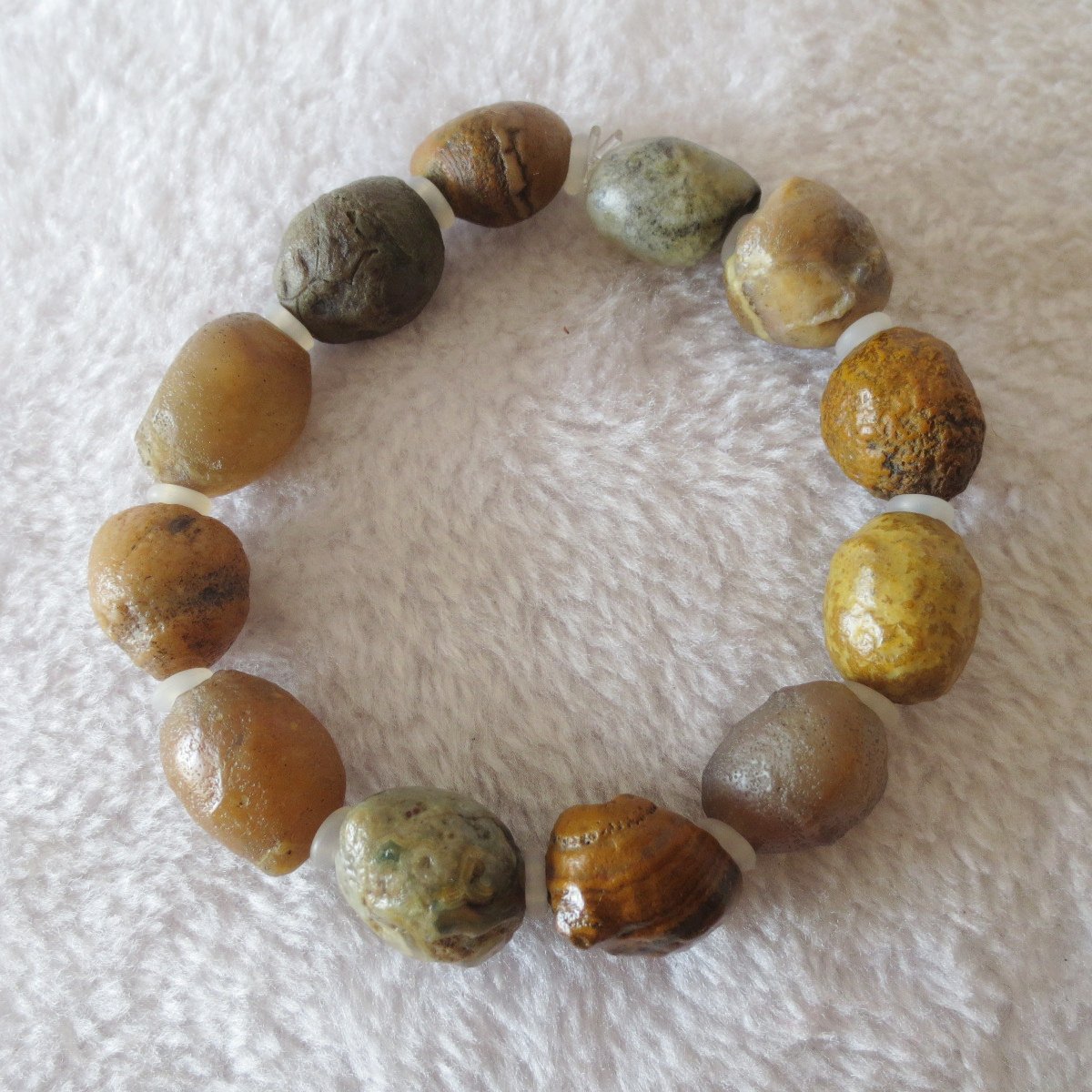 unpolished gobi raw agate bracelet, natural rough stone beads (b401)