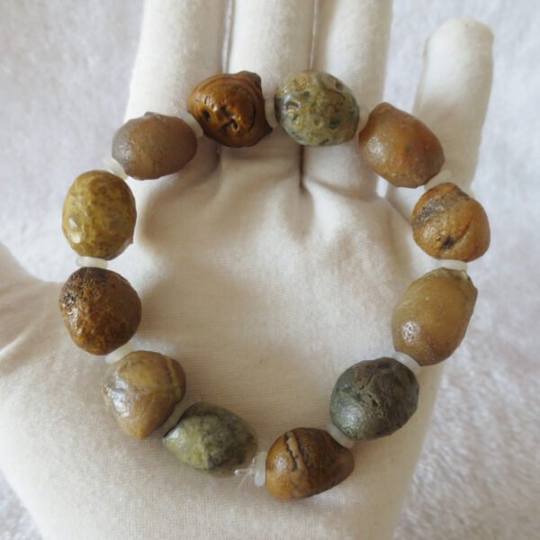 unpolished gobi raw agate bracelet, natural rough stone beads (b401)