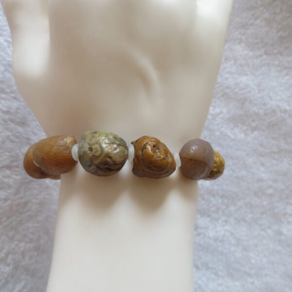 unpolished gobi raw agate bracelet, natural rough stone beads (b401)