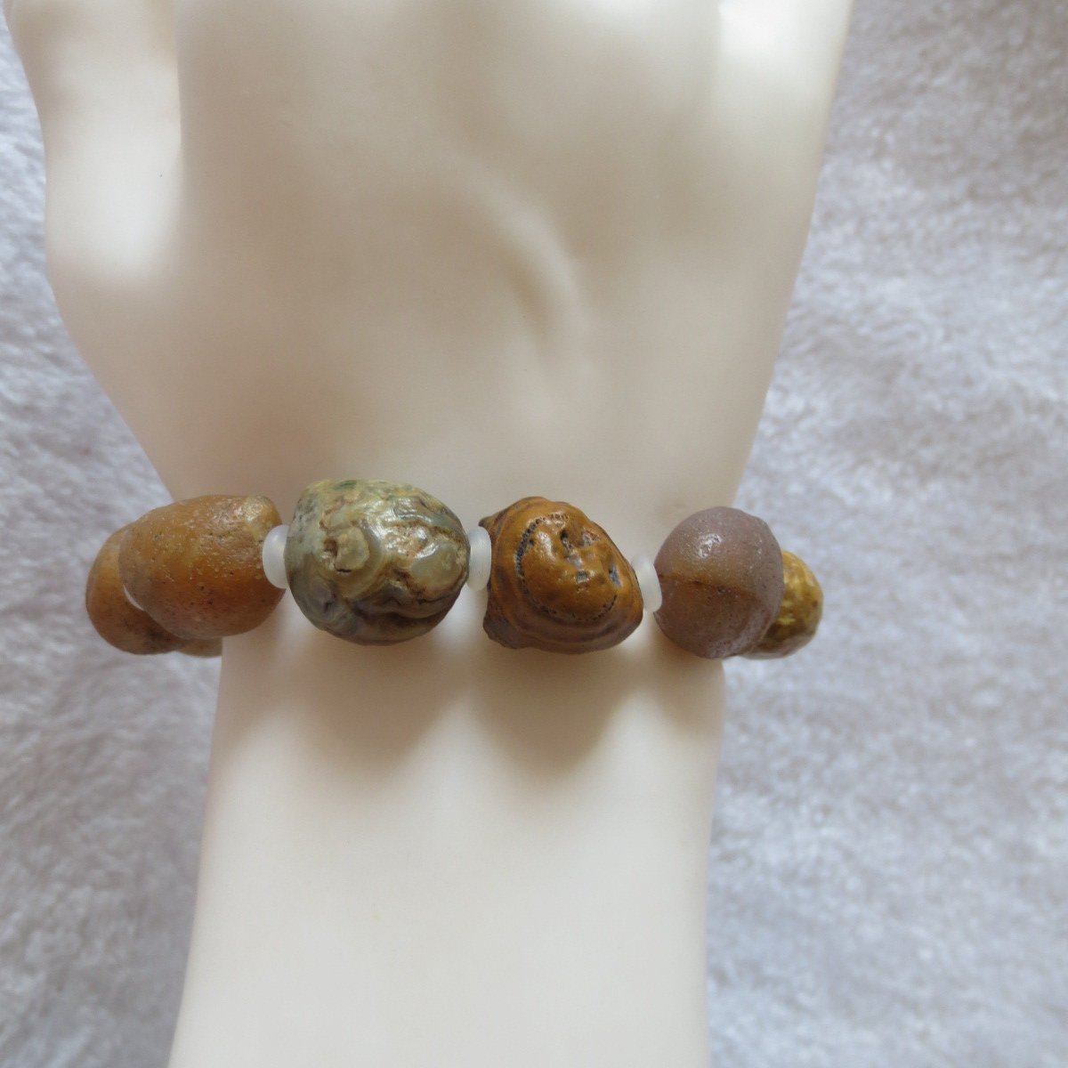 unpolished gobi raw agate bracelet, natural rough stone beads (b401)