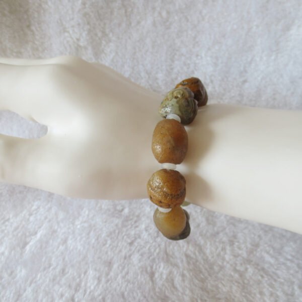 unpolished gobi raw agate bracelet, natural rough stone beads (b401)
