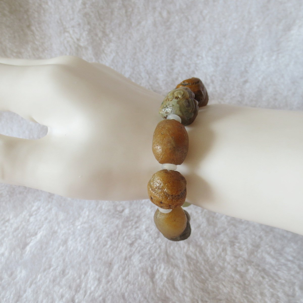 unpolished gobi raw agate bracelet, natural rough stone beads (b401)