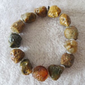 unpolished gobi raw agate bracelet, natural rough stone beads (b402)