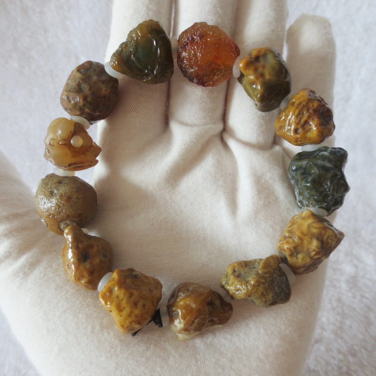 unpolished gobi raw agate bracelet, natural rough stone beads (b402)