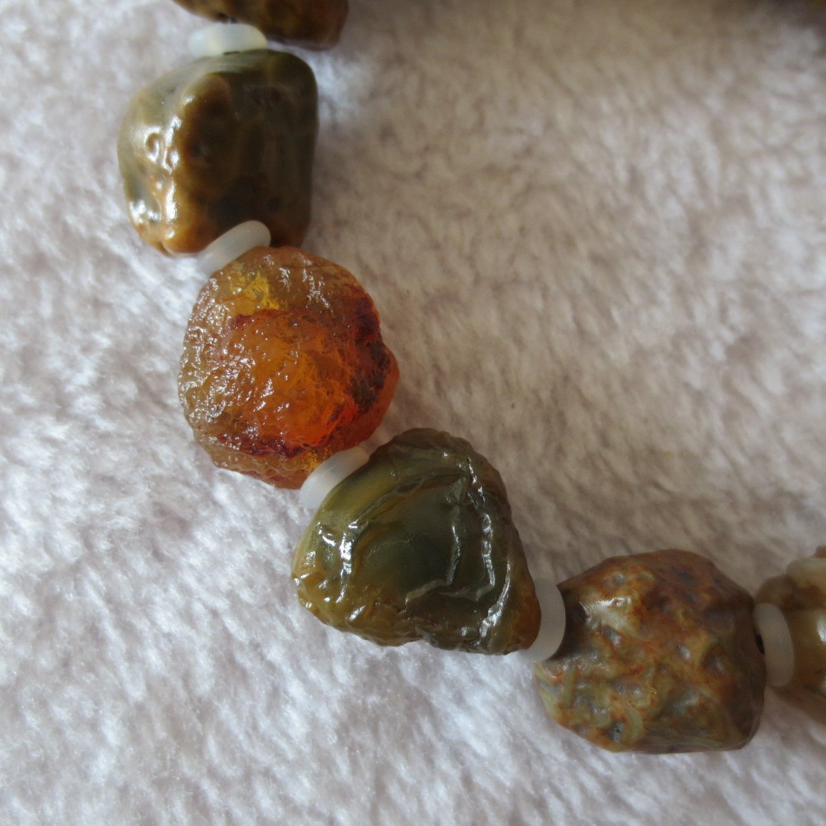 unpolished gobi raw agate bracelet, natural rough stone beads (b402)