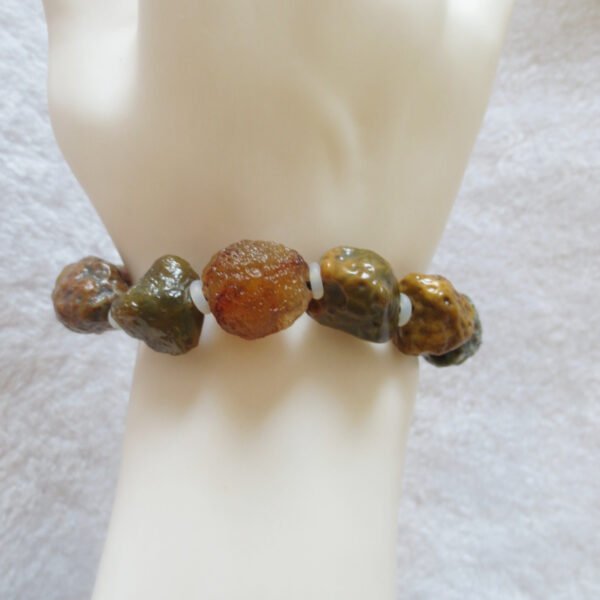 unpolished gobi raw agate bracelet, natural rough stone beads (b402)