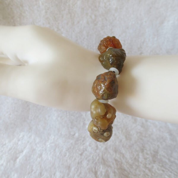 unpolished gobi raw agate bracelet, natural rough stone beads (b402)