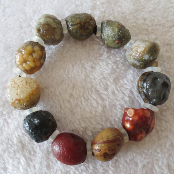unpolished gobi raw agate bracelet, natural rough stone beads (b403)