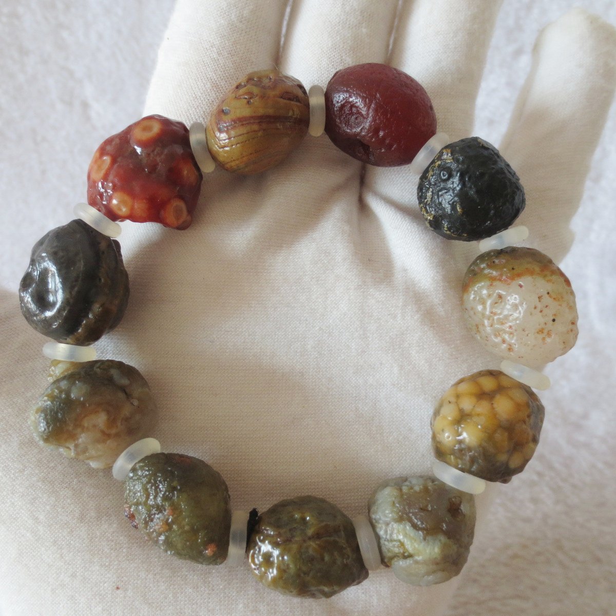 unpolished gobi raw agate bracelet, natural rough stone beads (b403)