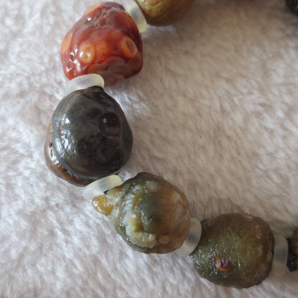 unpolished gobi raw agate bracelet, natural rough stone beads (b403)