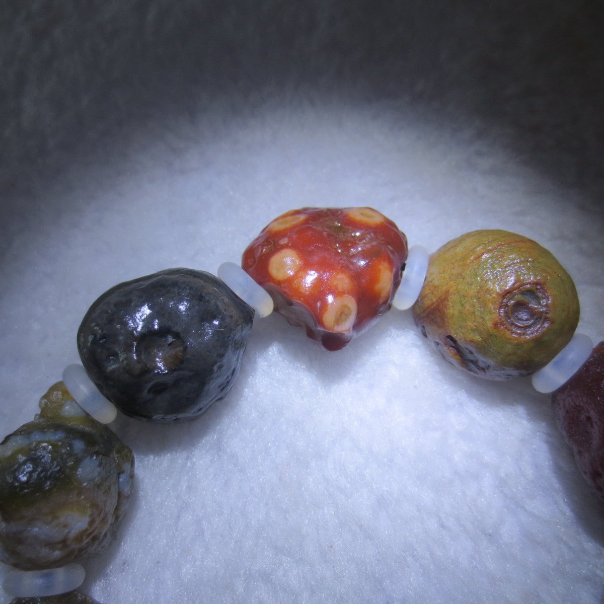unpolished gobi raw agate bracelet, natural rough stone beads (b403)