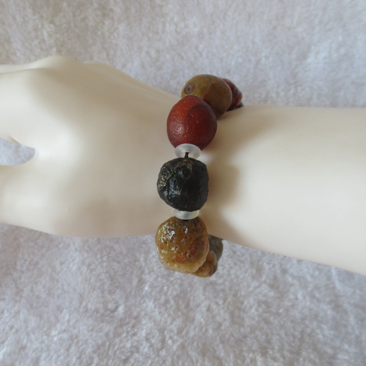 unpolished gobi raw agate bracelet, natural rough stone beads (b403)