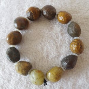 unpolished gobi raw agate bracelet, natural rough stone beads (b404)