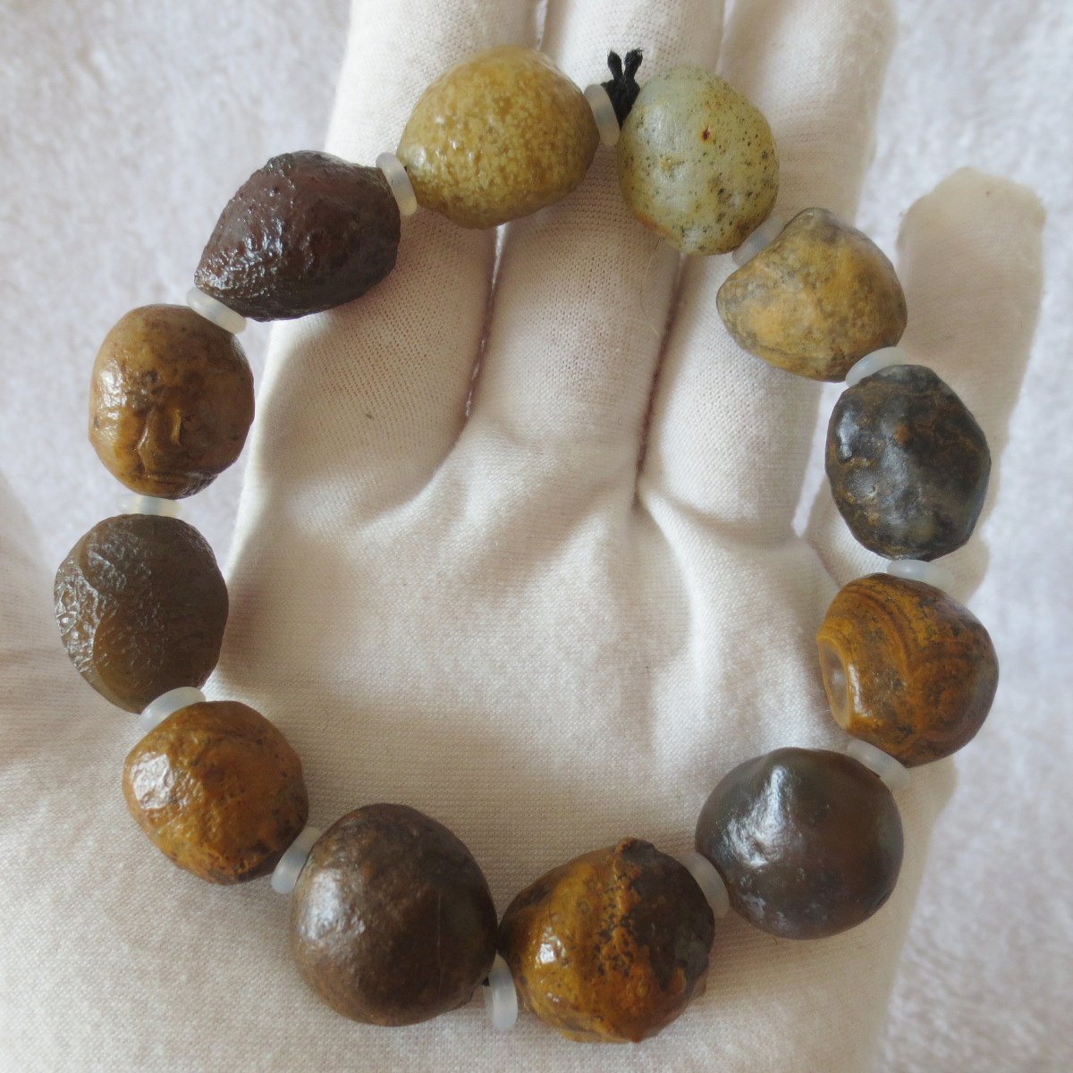 unpolished gobi raw agate bracelet, natural rough stone beads (b404)