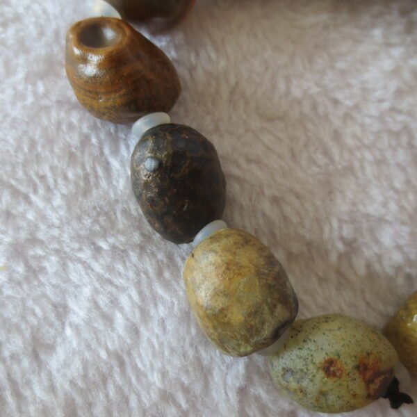 unpolished gobi raw agate bracelet, natural rough stone beads (b404)