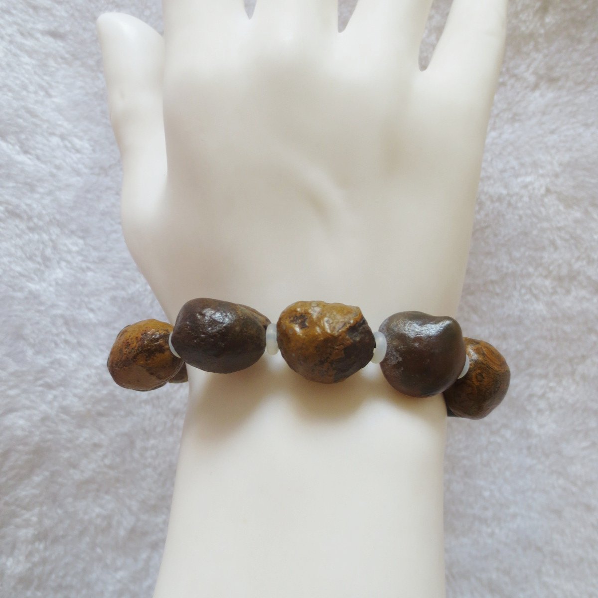 unpolished gobi raw agate bracelet, natural rough stone beads (b404)