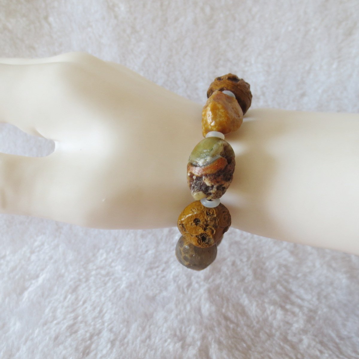 unpolished gobi raw agate bracelet, natural rough stone beads (b404) (copy)