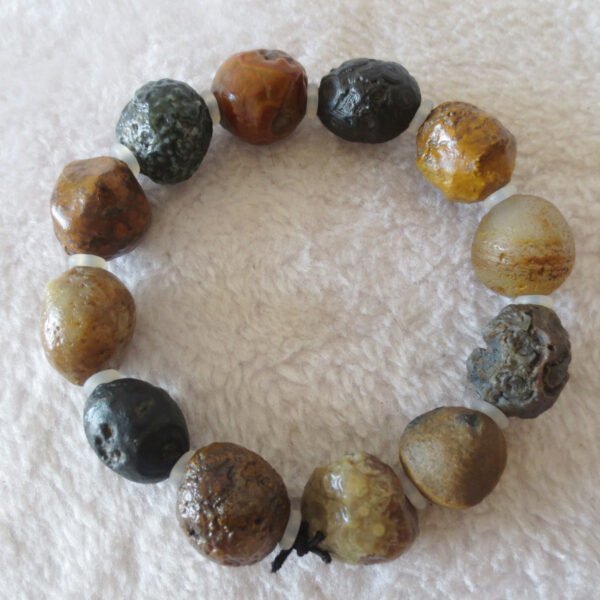 unpolished gobi raw agate bracelet, natural rough stone beads (b405) (copy)
