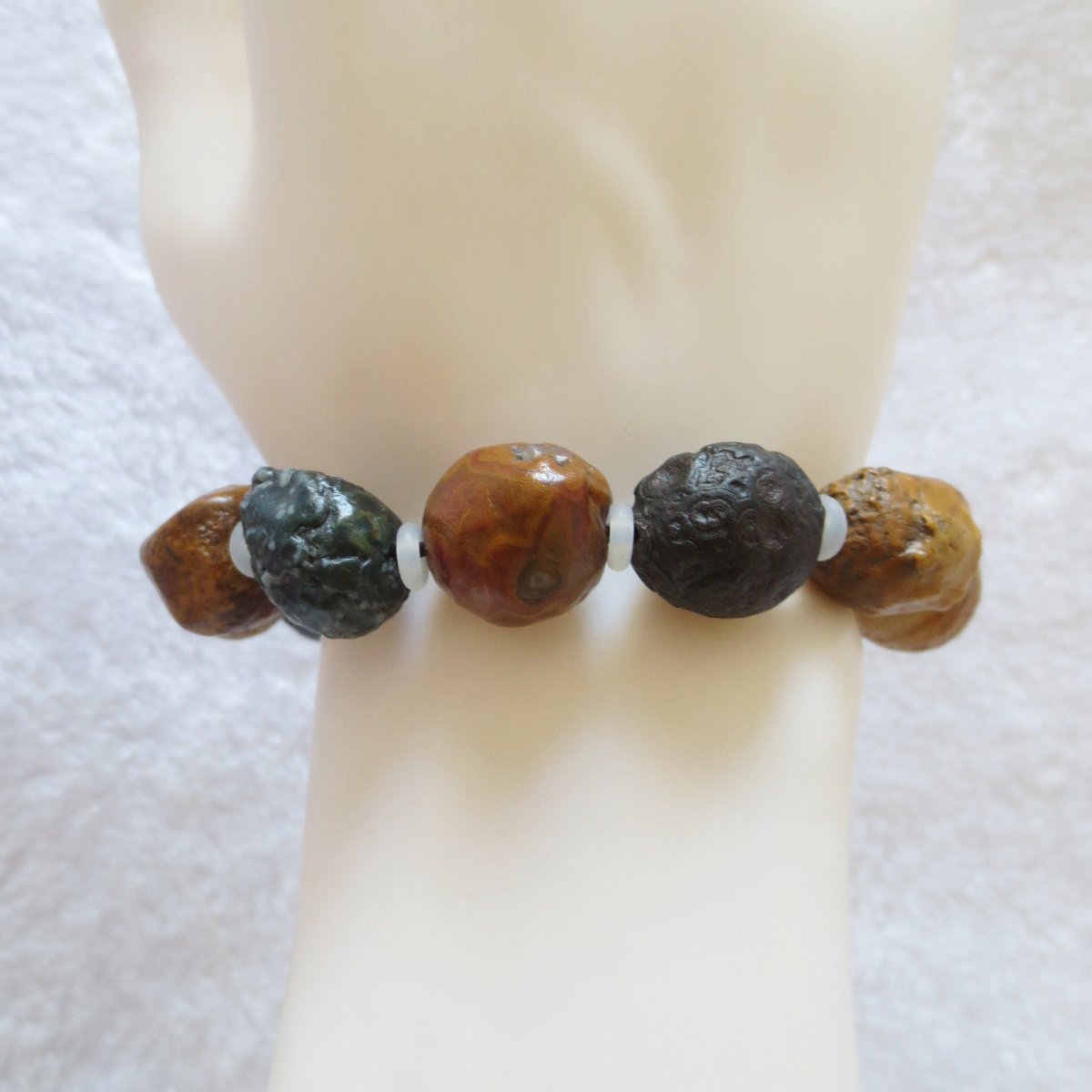unpolished gobi raw agate bracelet, natural rough stone beads (b405) (copy)
