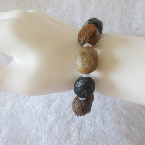 unpolished gobi raw agate bracelet, natural rough stone beads (b405) (copy)