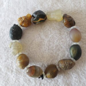 unpolished gobi raw agate bracelet, natural rough stone beads (b407)