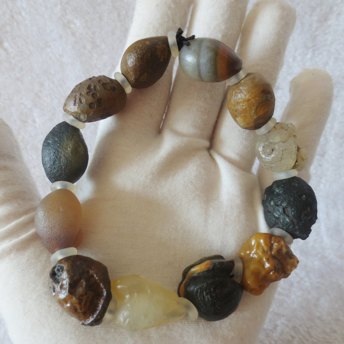 unpolished gobi raw agate bracelet, natural rough stone beads (b407)