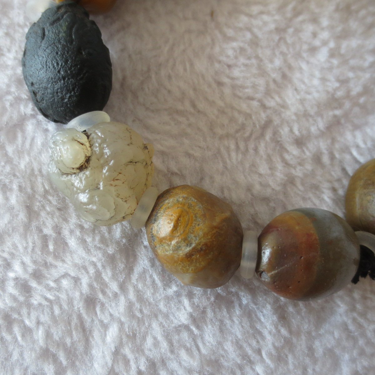 unpolished gobi raw agate bracelet, natural rough stone beads (b407)