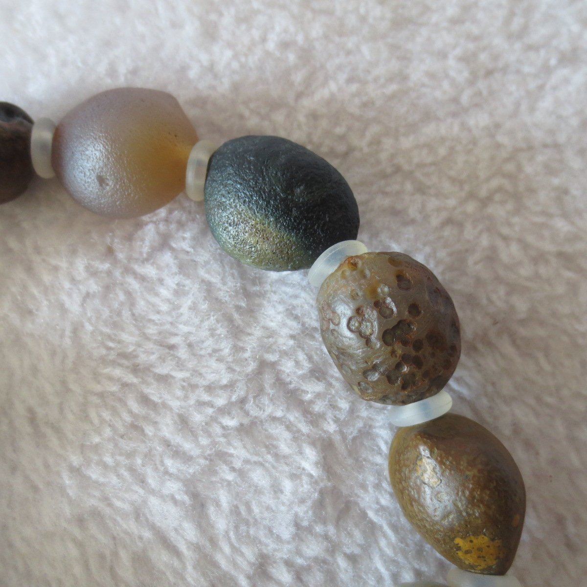 unpolished gobi raw agate bracelet, natural rough stone beads (b407)