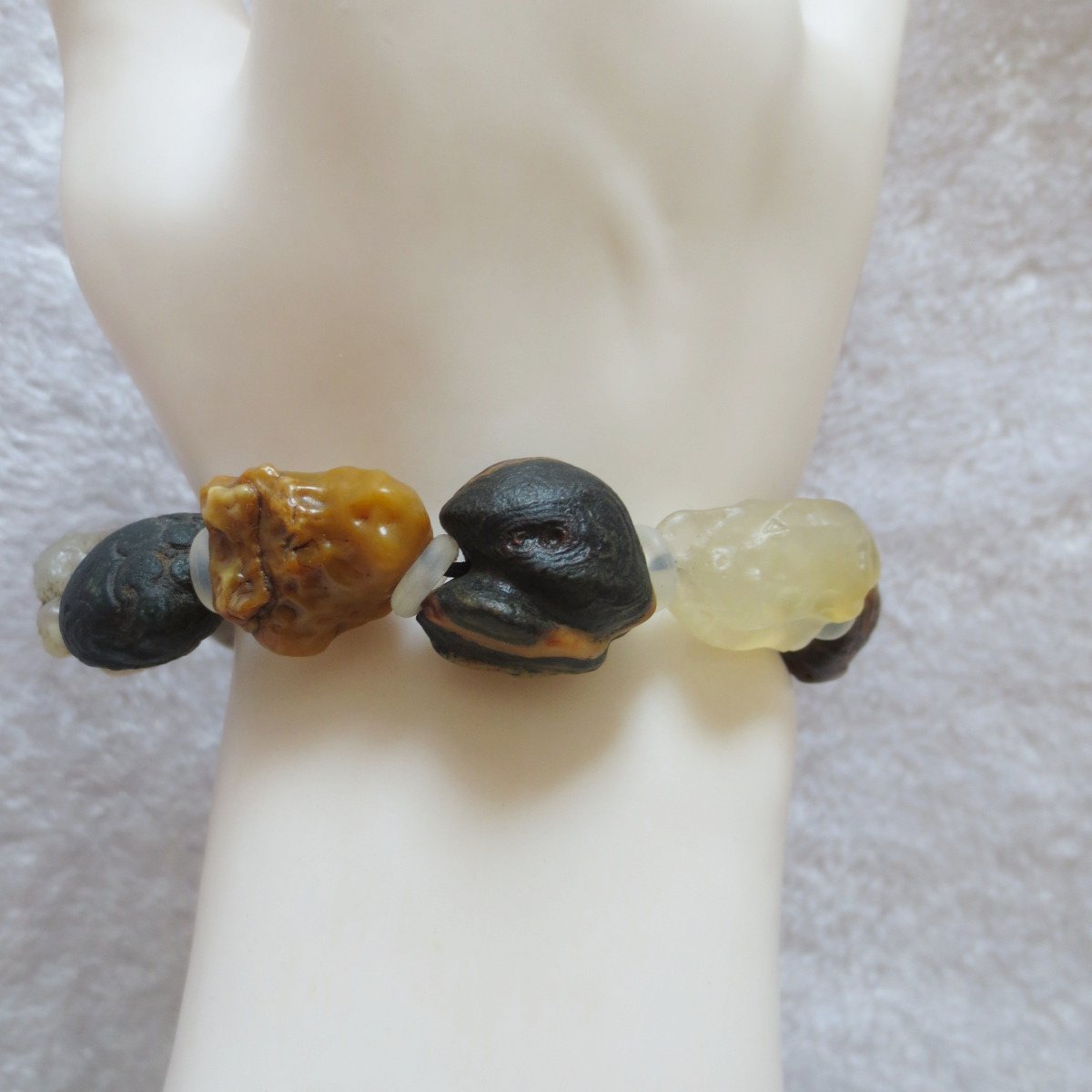 unpolished gobi raw agate bracelet, natural rough stone beads (b407)
