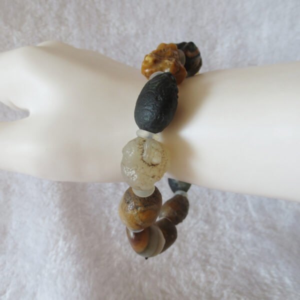 unpolished gobi raw agate bracelet, natural rough stone beads (b407)
