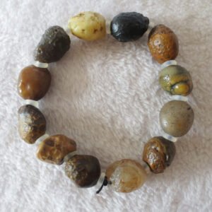 unpolished gobi raw agate bracelet, natural rough stone beads (b408)