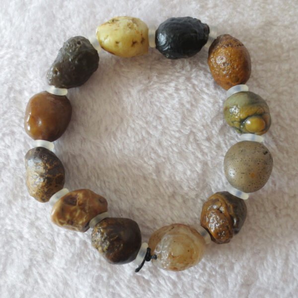 unpolished gobi raw agate bracelet, natural rough stone beads (b408)