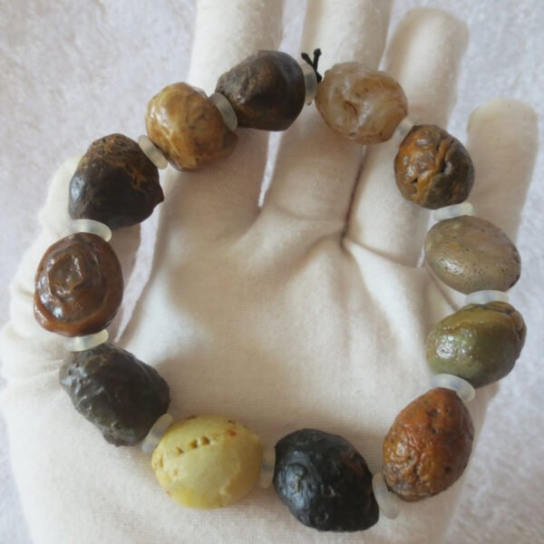 unpolished gobi raw agate bracelet, natural rough stone beads (b408)