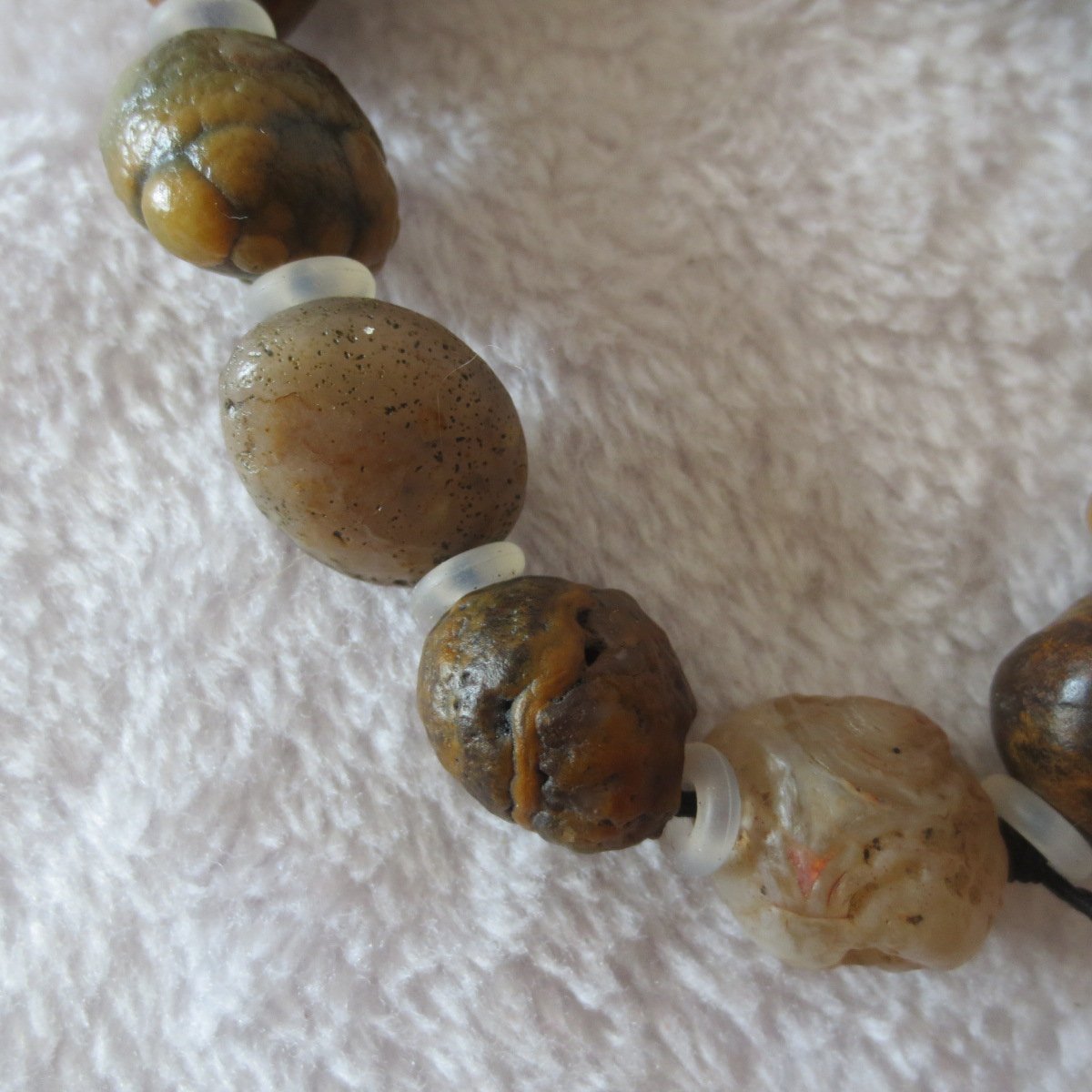 unpolished gobi raw agate bracelet, natural rough stone beads (b408)