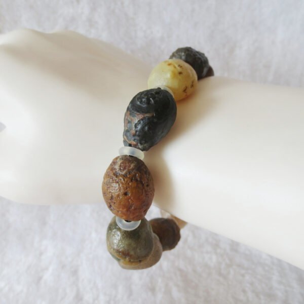 unpolished gobi raw agate bracelet, natural rough stone beads (b408)