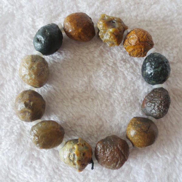 unpolished gobi raw agate bracelet, natural rough stone beads (b409)