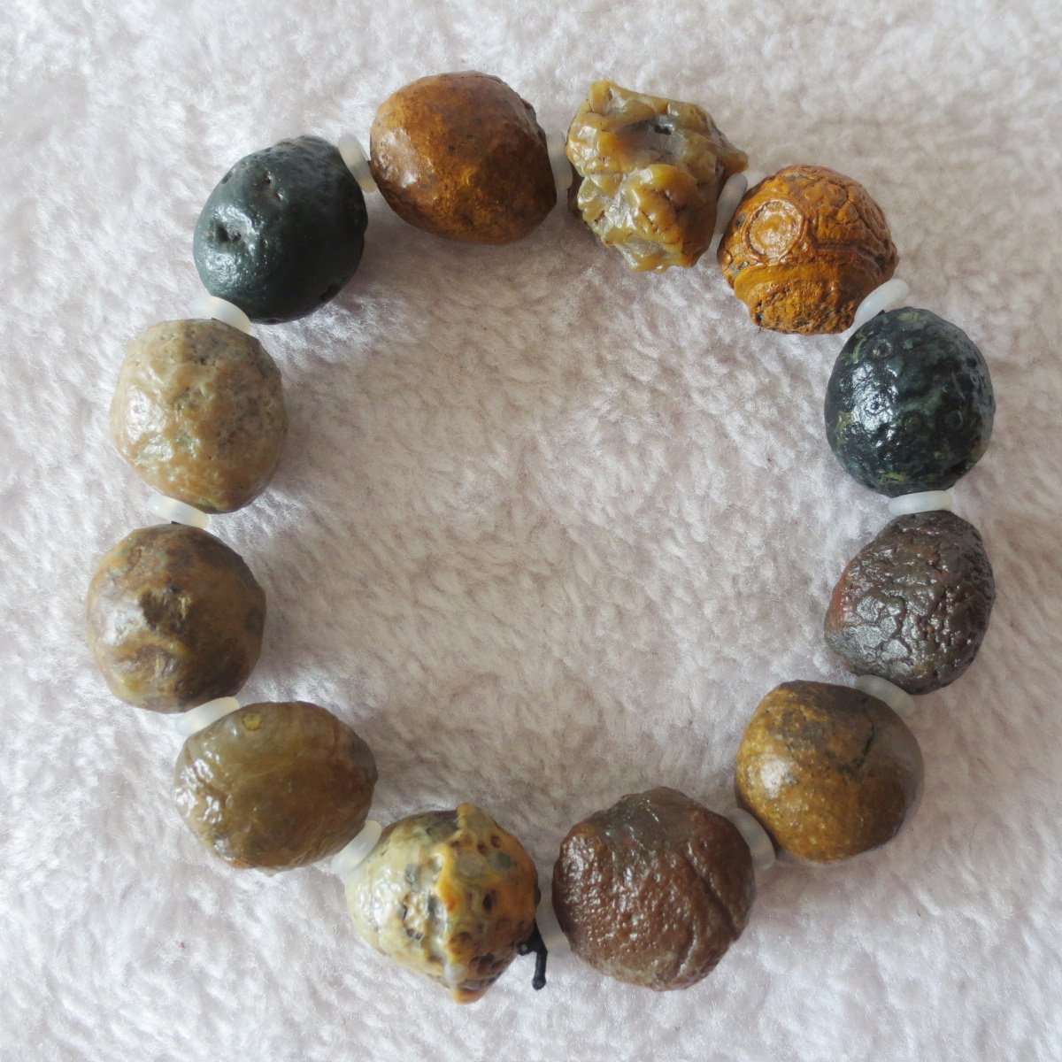 unpolished gobi raw agate bracelet, natural rough stone beads (b409)