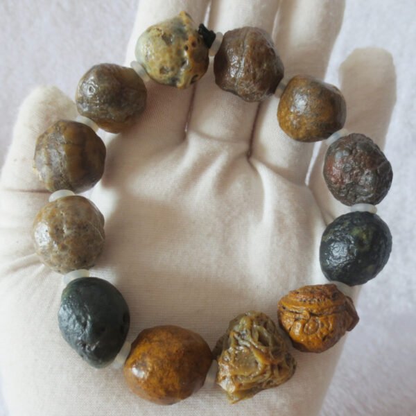 unpolished gobi raw agate bracelet, natural rough stone beads (b409)