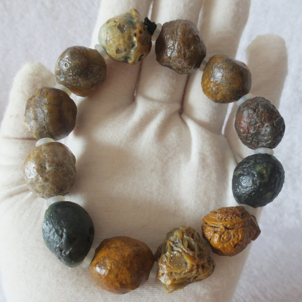 unpolished gobi raw agate bracelet, natural rough stone beads (b409)