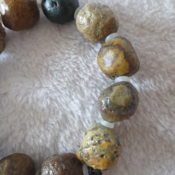 unpolished gobi raw agate bracelet, natural rough stone beads (b409)