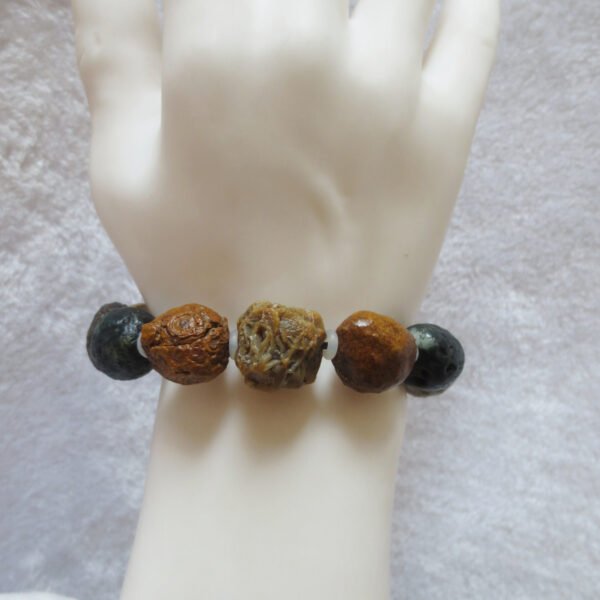 unpolished gobi raw agate bracelet, natural rough stone beads (b409)