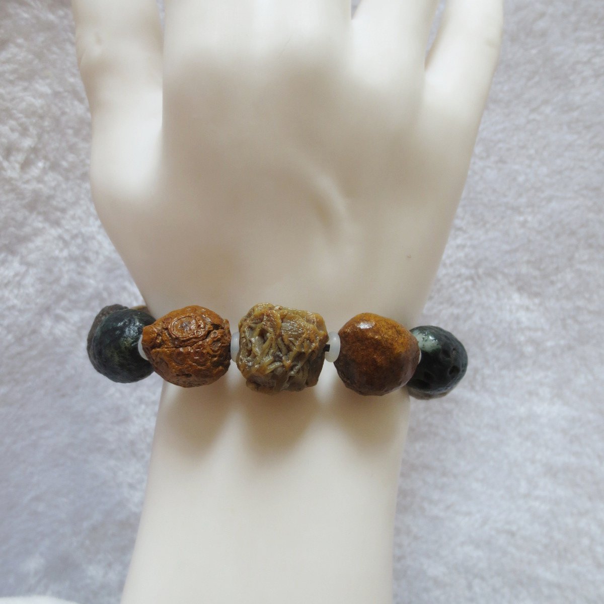 unpolished gobi raw agate bracelet, natural rough stone beads (b409)