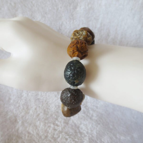 unpolished gobi raw agate bracelet, natural rough stone beads (b409)