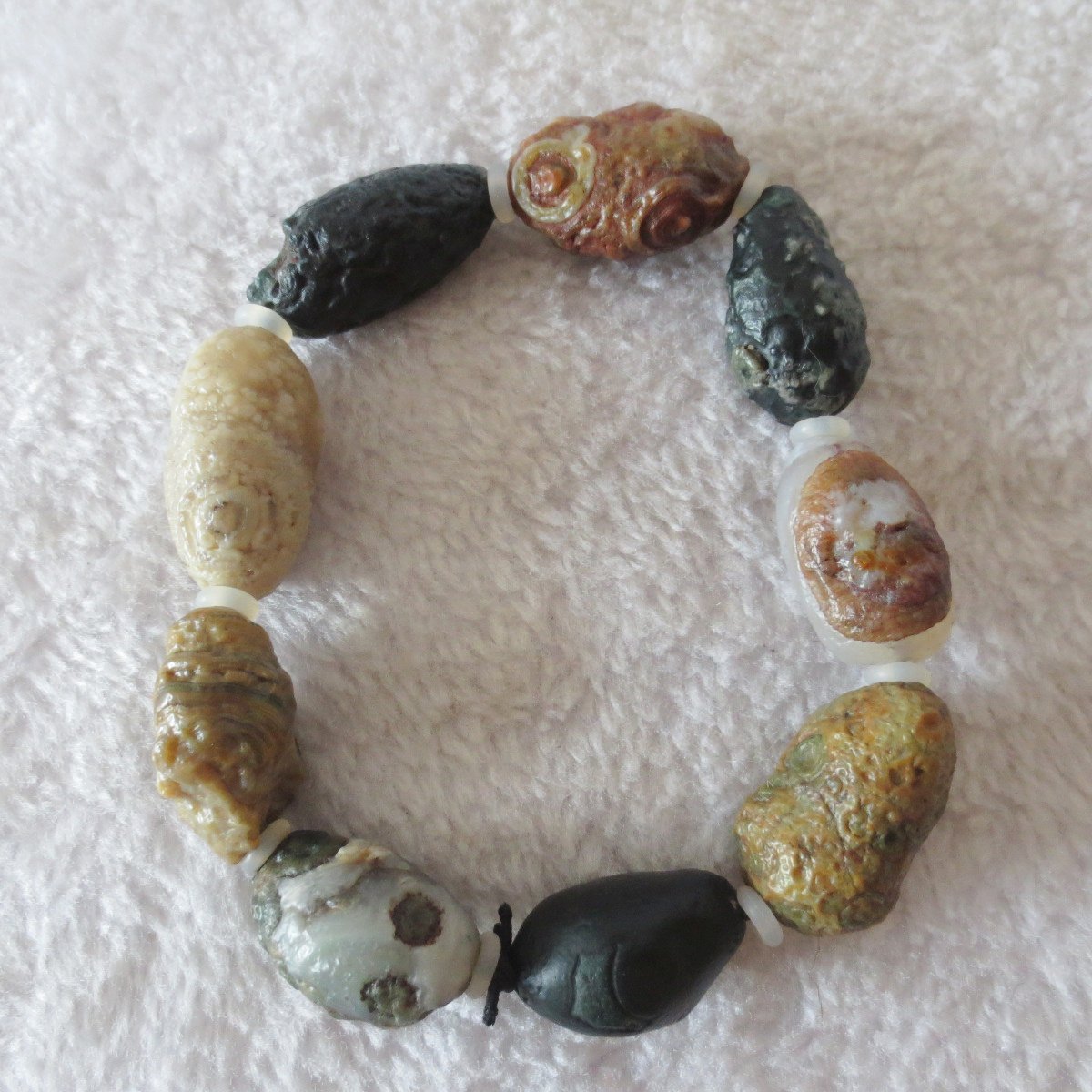 unpolished gobi raw agate bracelet, natural rough stone beads (b410)