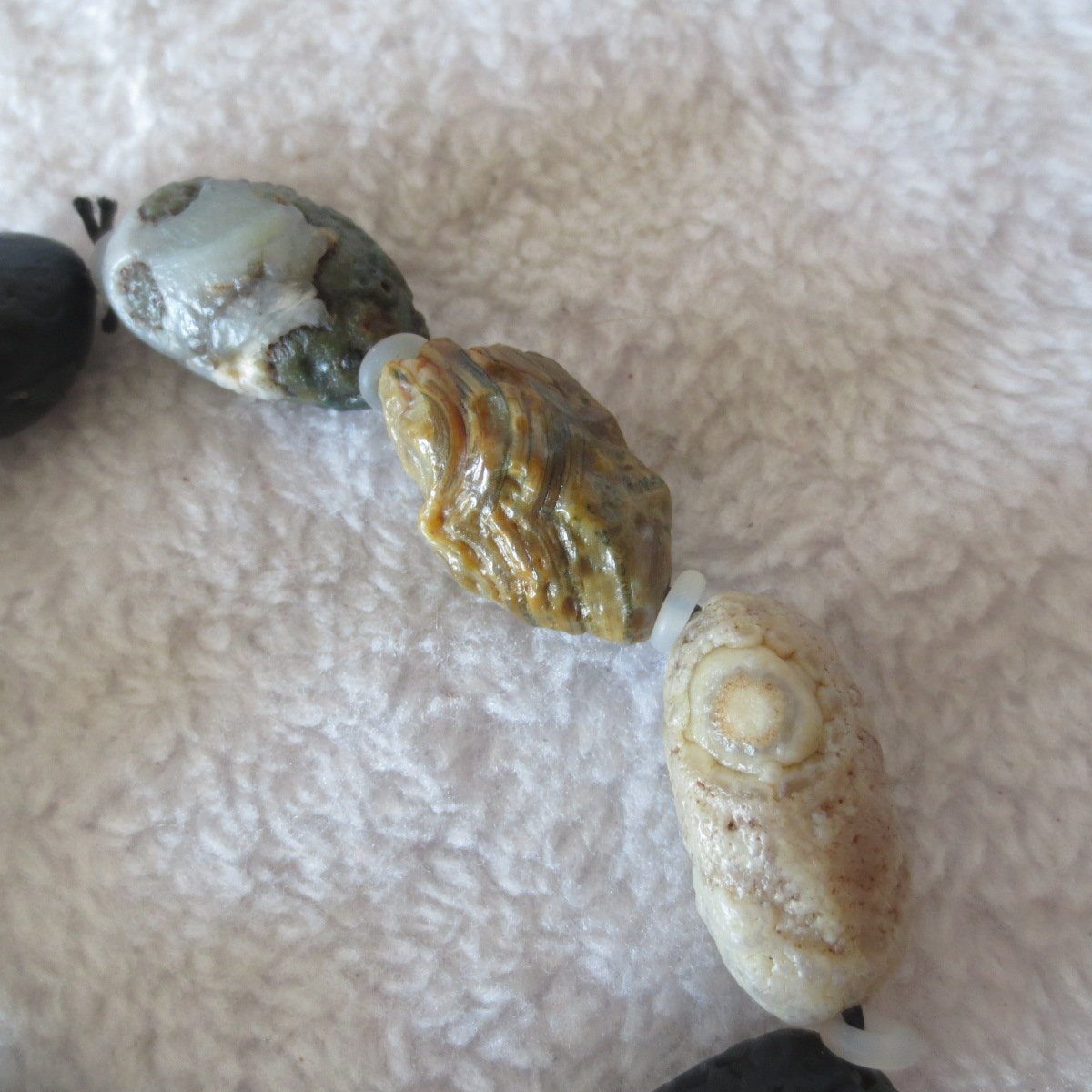 unpolished gobi raw agate bracelet, natural rough stone beads (b410)