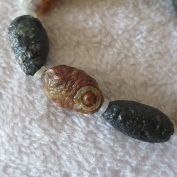 unpolished gobi raw agate bracelet, natural rough stone beads (b410)